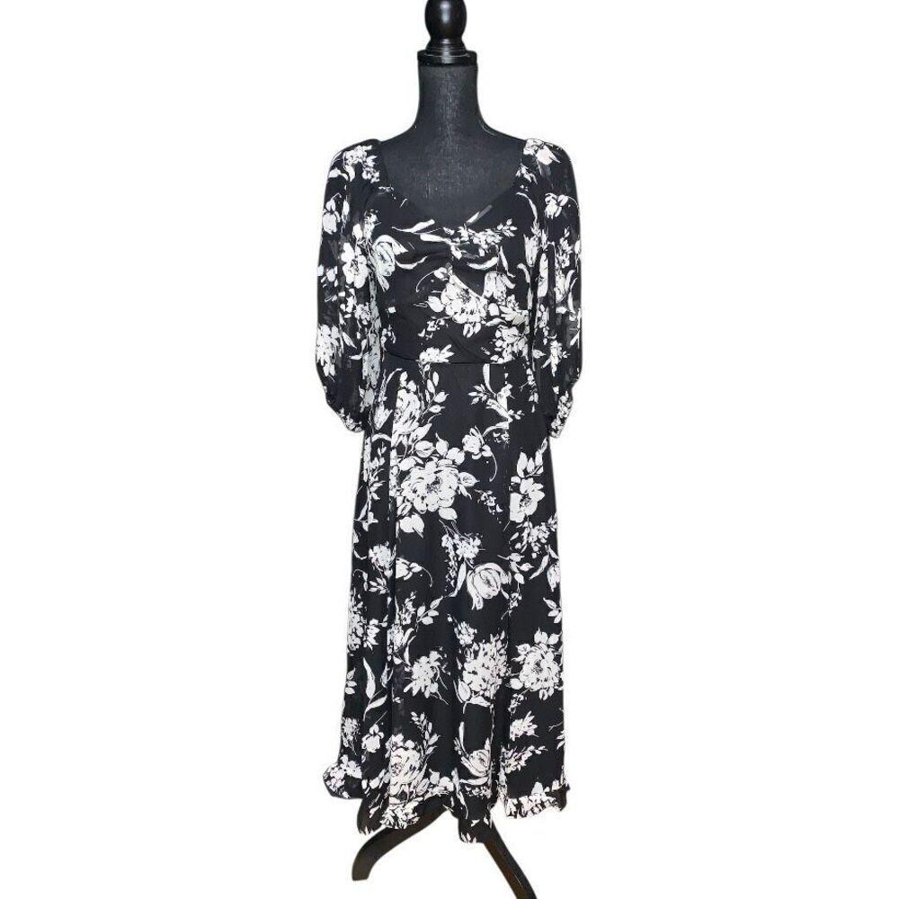Rachel Zoe Floral Ruffle Hem Midi Dress